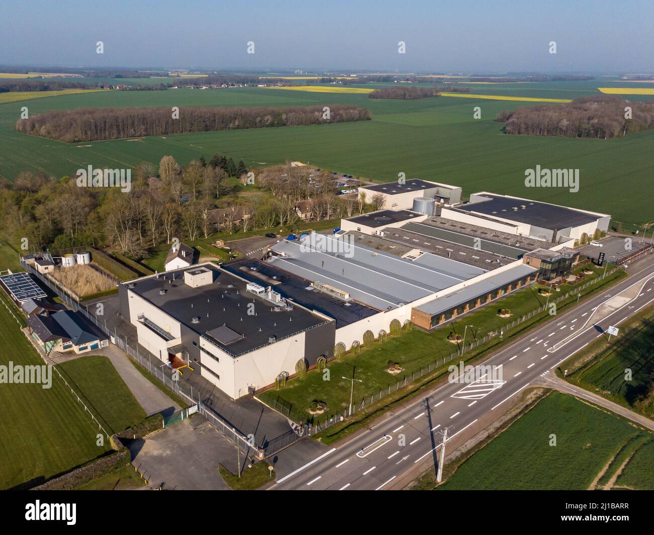 MANUFACTURING PLANT OF THE CLUIZEL CHOCOLATE FACTORY, SHOT FROM A DRONE