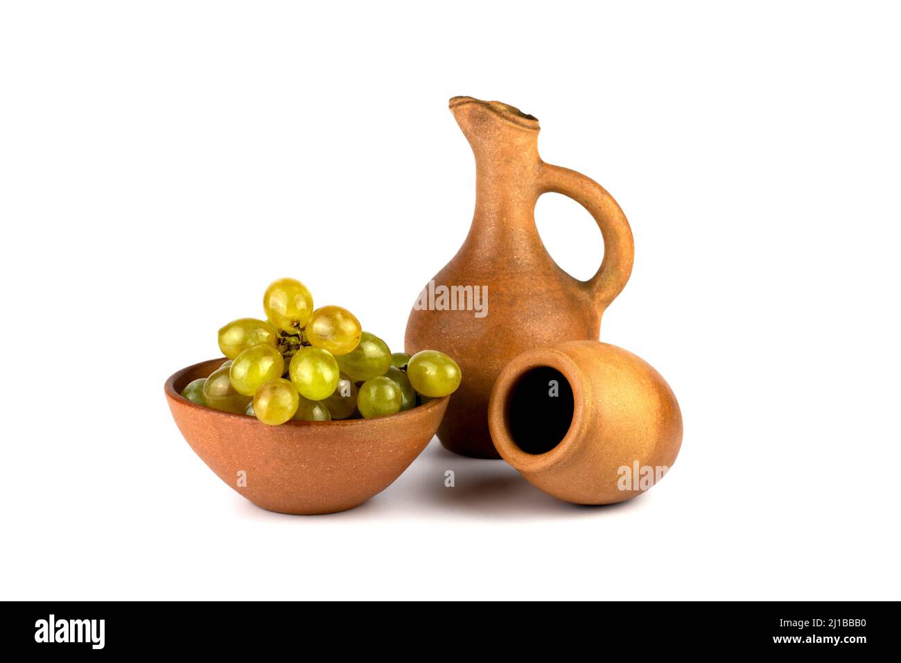 Qveri Georgian traditional clay vessel kvevri (qvevri ),piala, and jug(doqi ...