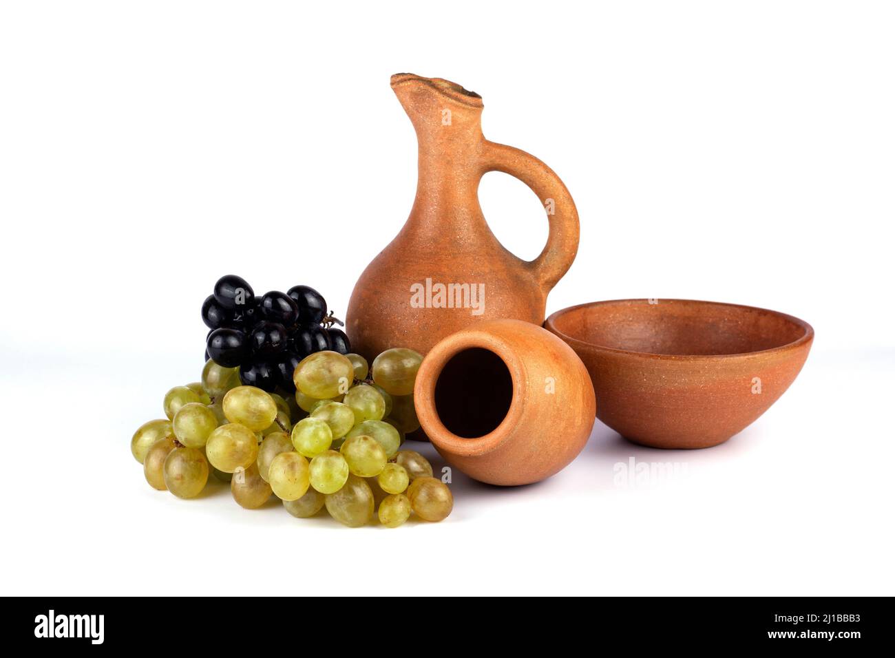 Qveri Georgian traditional clay vessel kvevri (qvevri ),piala, and jug(doqi ...