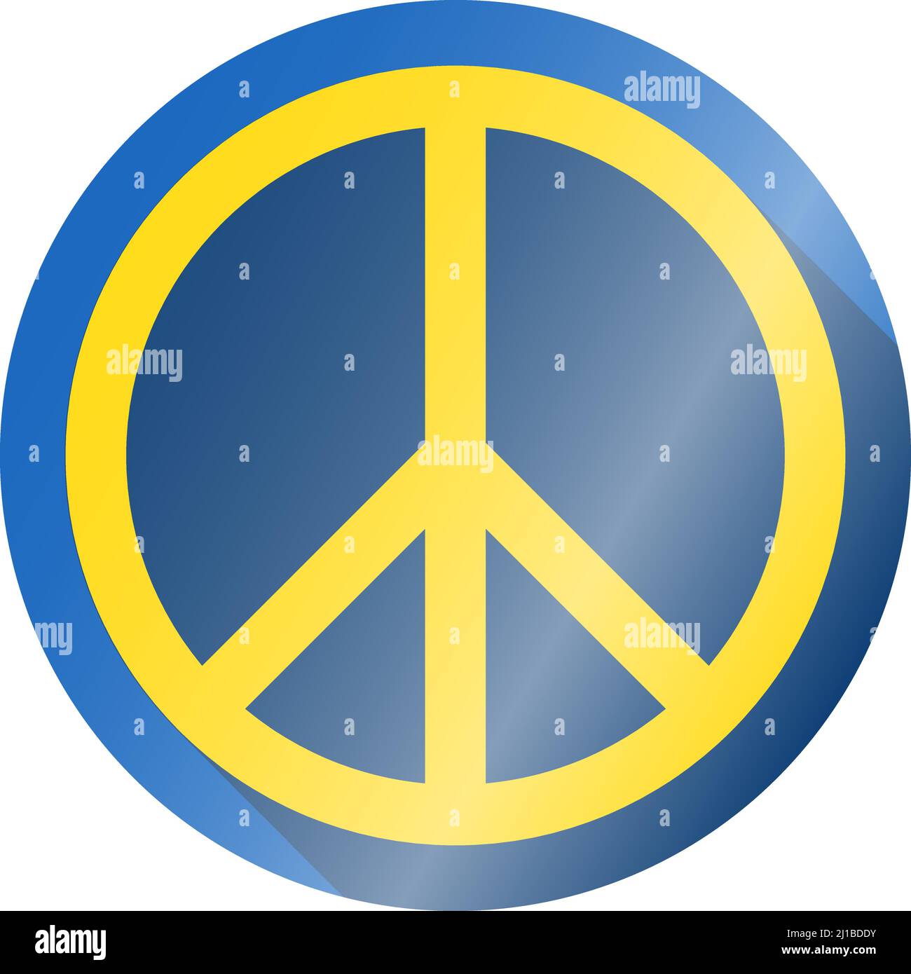 shiny peace sign or peace symbol in Ukrainian national colors, vector illustration Stock Vector