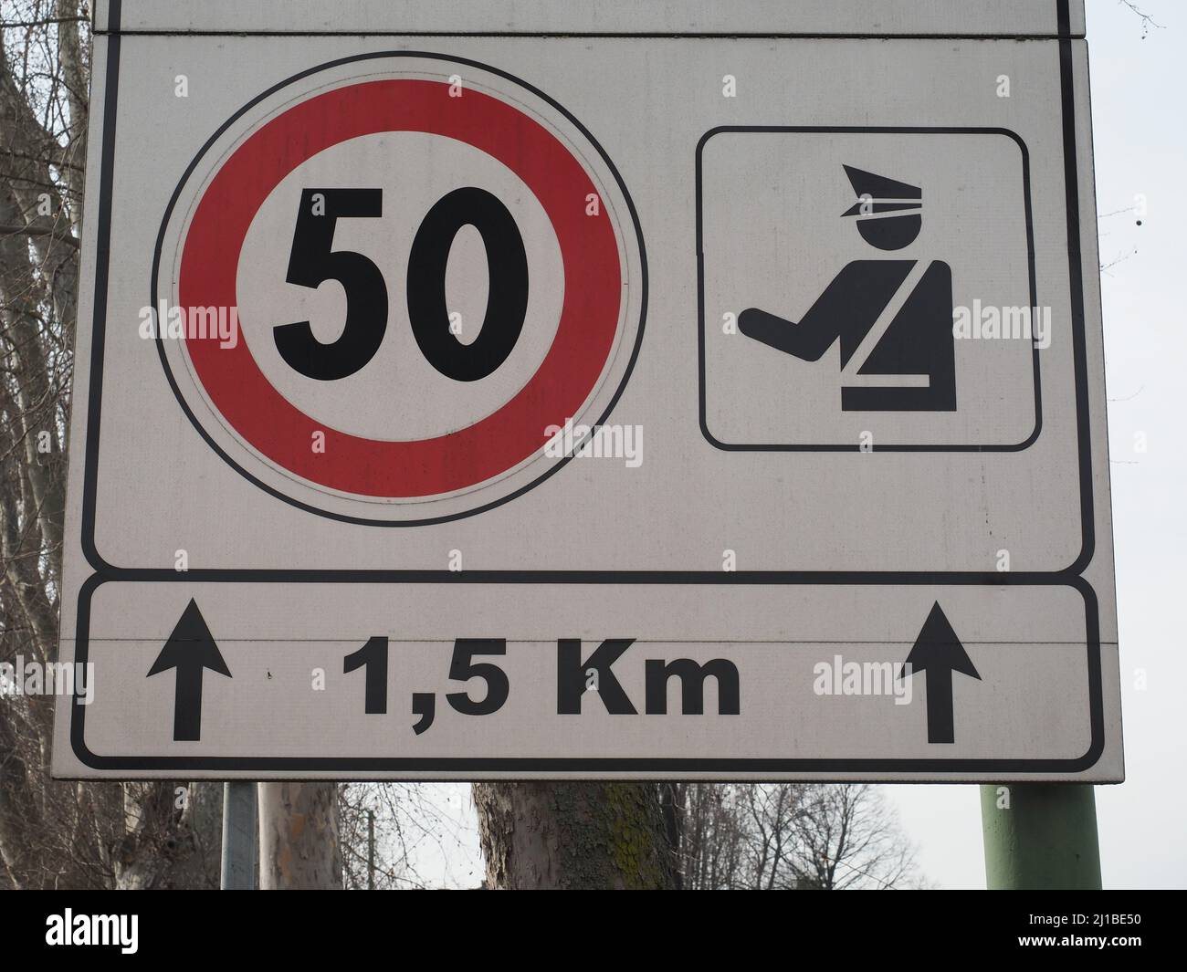 Speed limit and electronic speed check sign Stock Photo Alamy