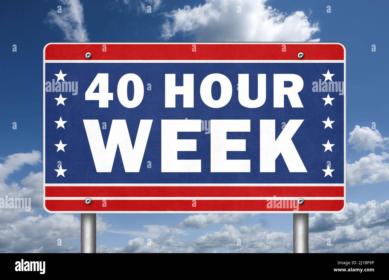 40 Hour Week - road sign illustration Stock Photo