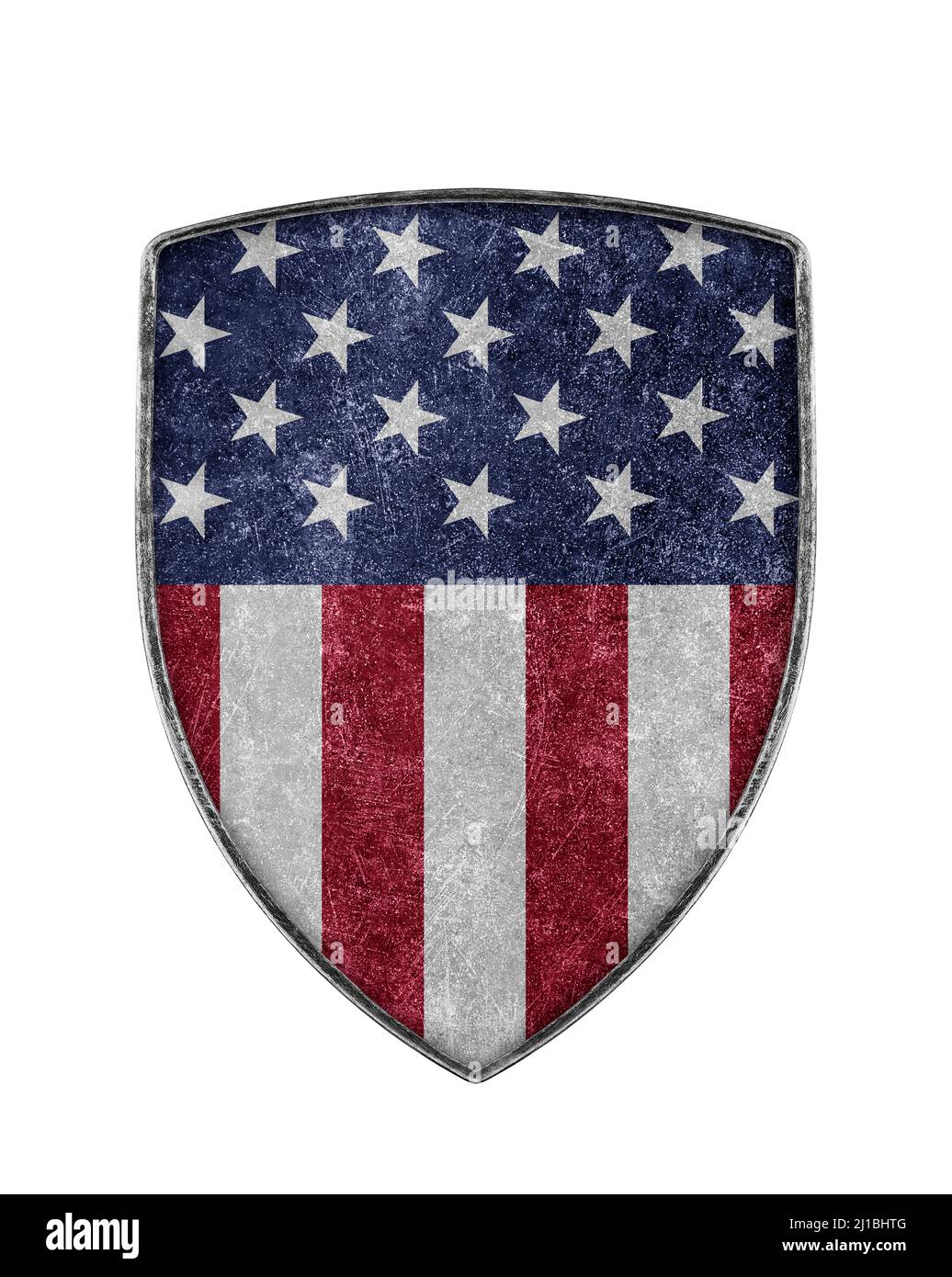 American shield with stars and stripes isolated on white background Stock Photo