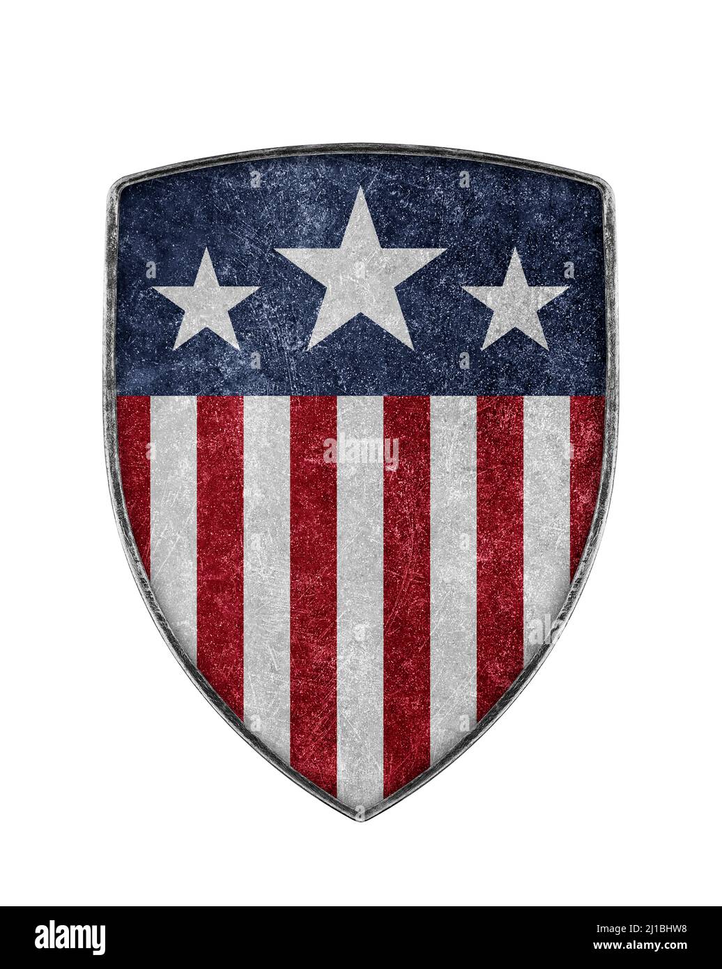American shield with stars and stripes isolated on white background Stock Photo