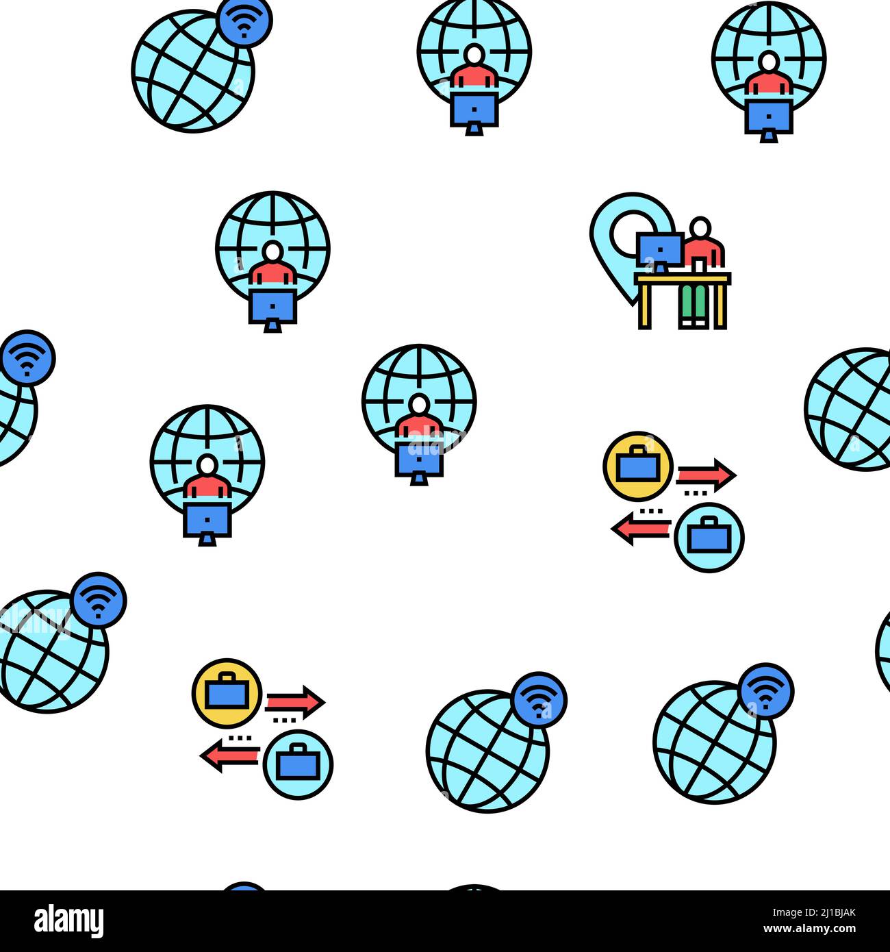 Digital Nomad Worker Vector Seamless Pattern Stock Vector Image & Art ...
