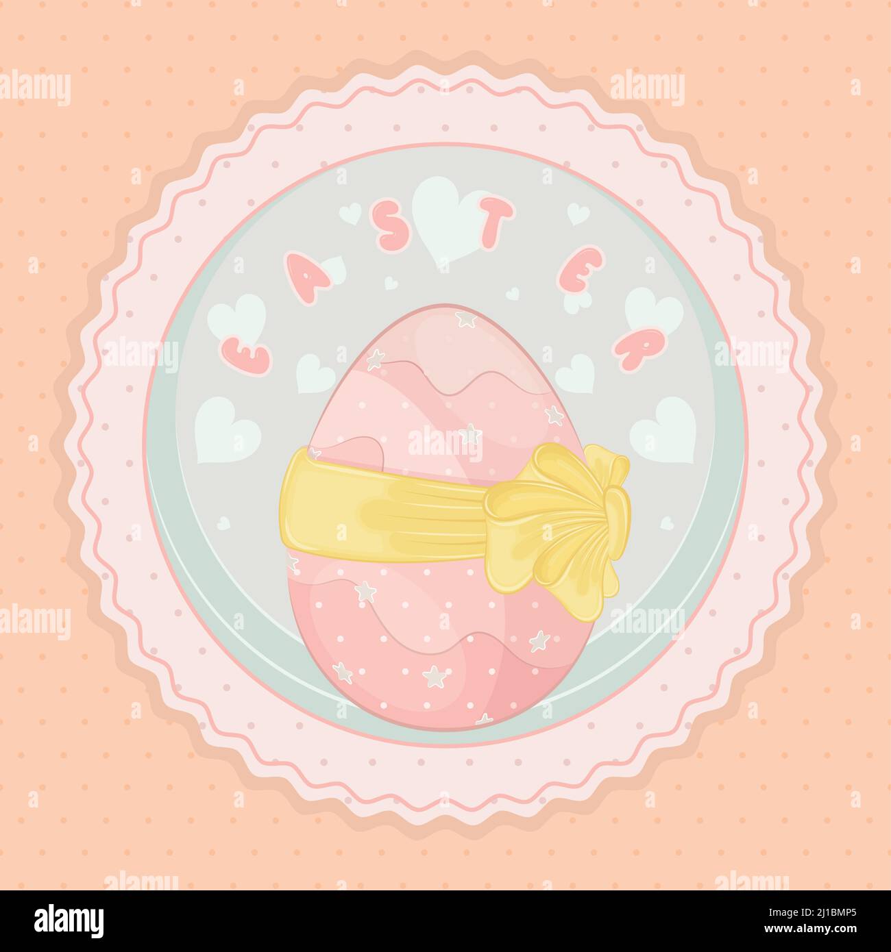Pastry colored label with an easter egg and a ribbon Easter Vector Stock Vector
