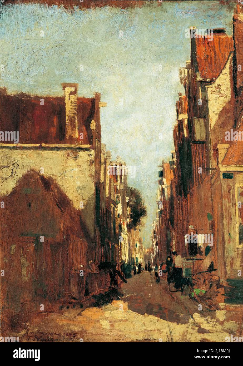 Straße in Amsterdam (Street in Amsterdam), landscape painting in oil by Tina Blau, 1875 Stock Photo