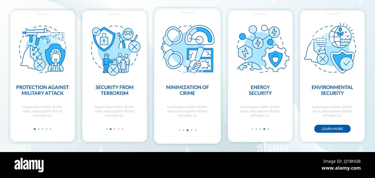 National security and protection blue onboarding mobile app screen ...