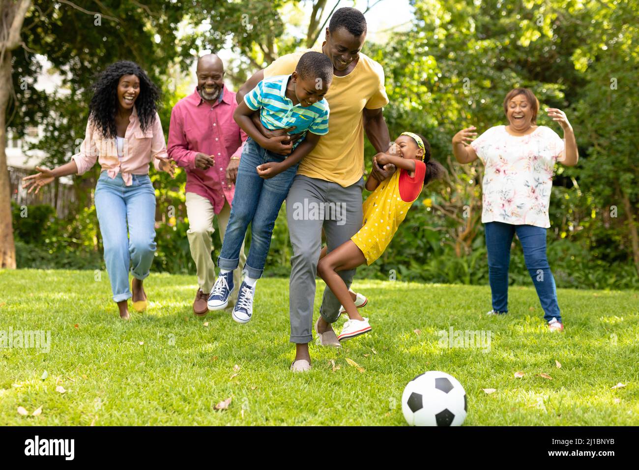 family playing sports together