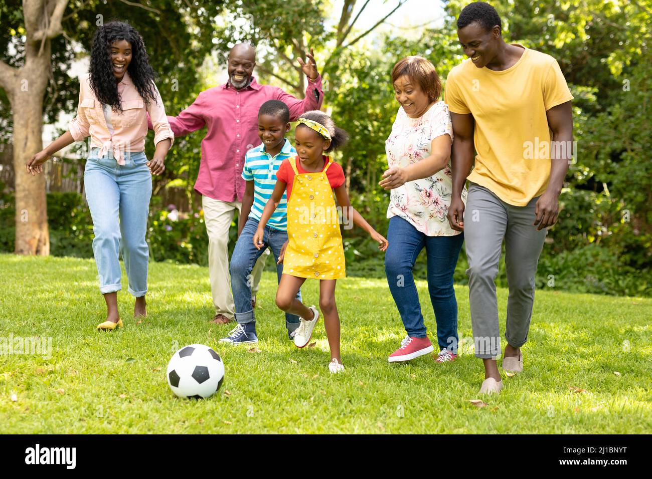 family playing football