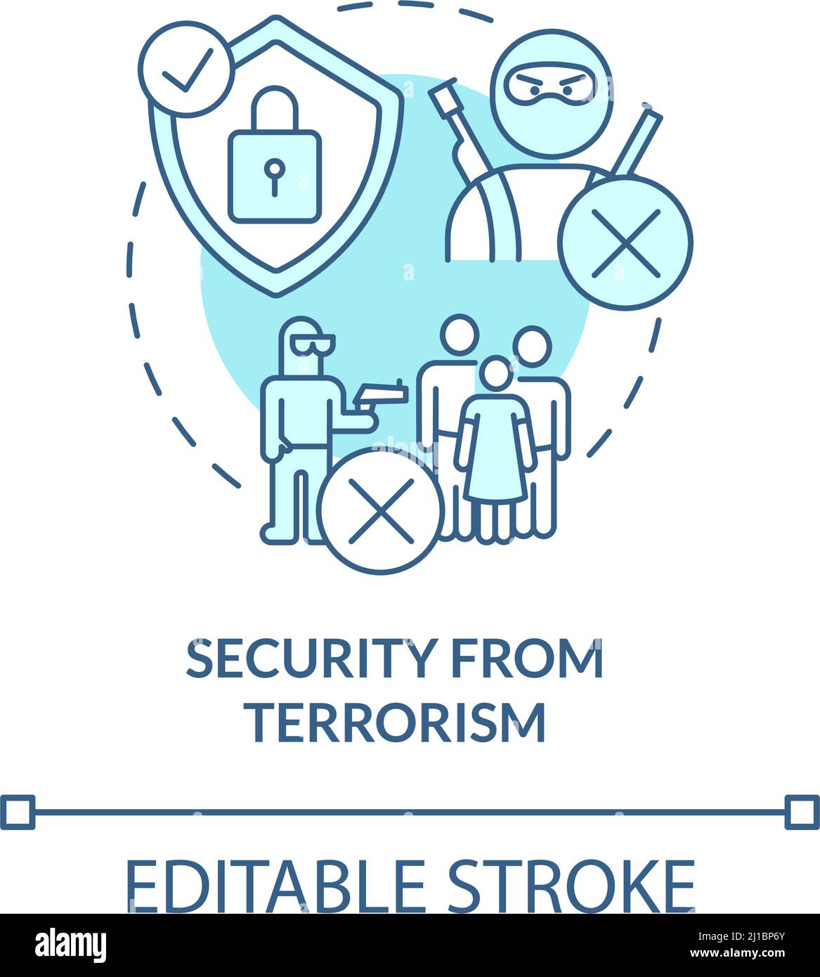Security from terrorism turquoise concept icon Stock Vector
