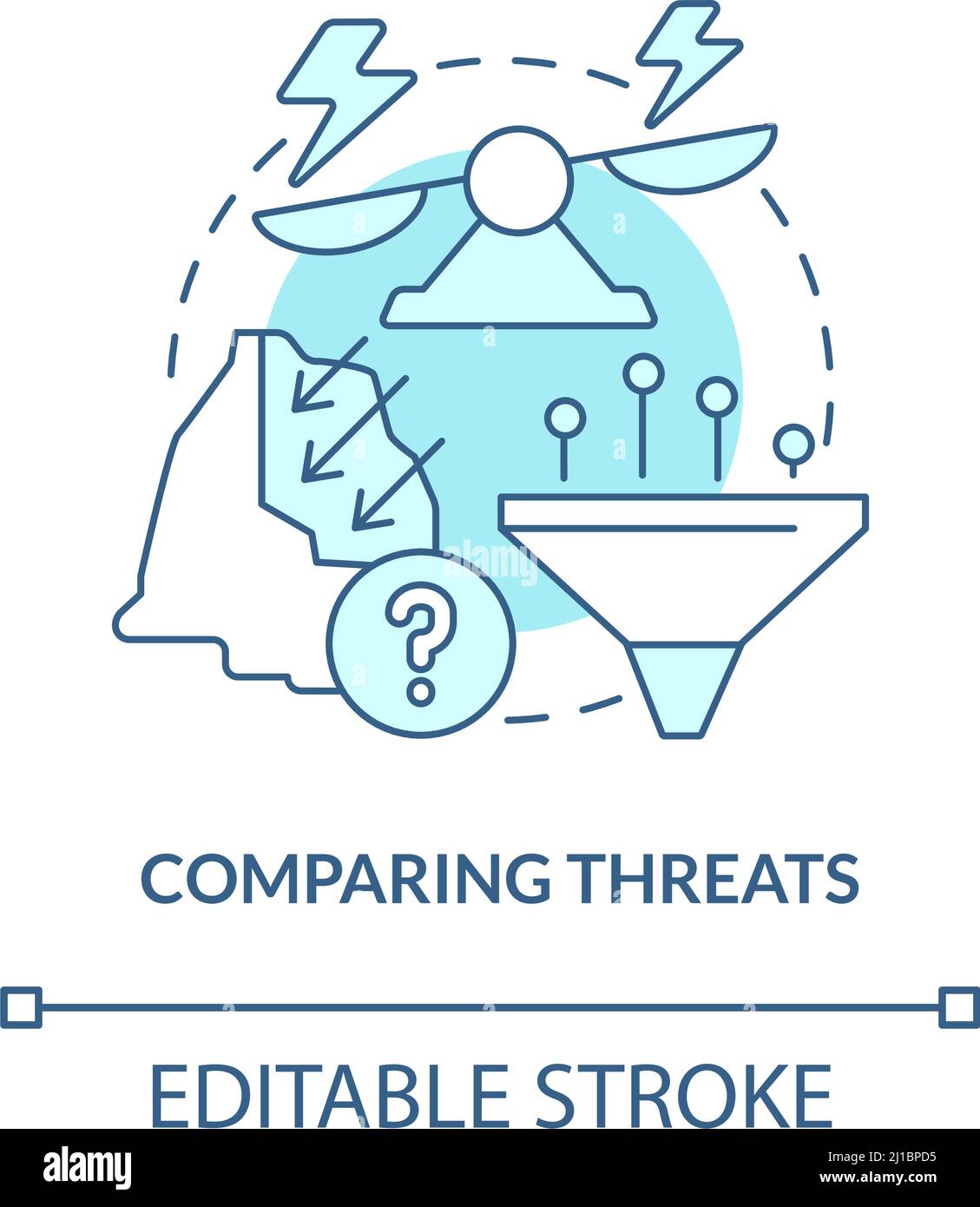 Comparing threats turquoise concept icon Stock Vector