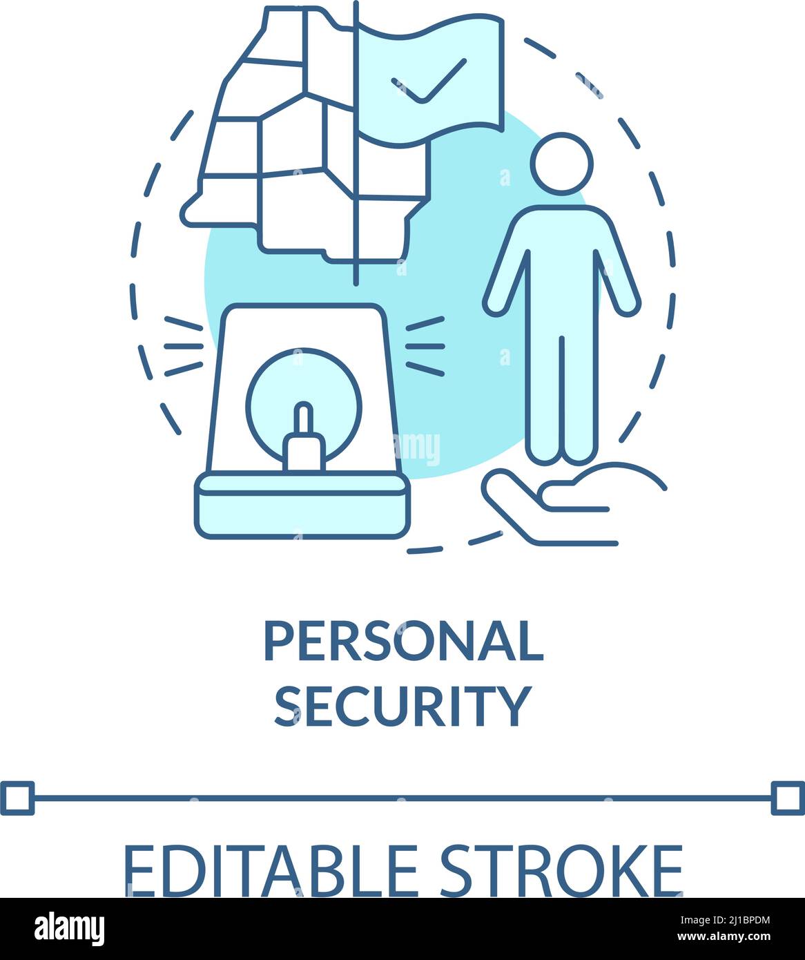 Personal security turquoise concept icon Stock Vector