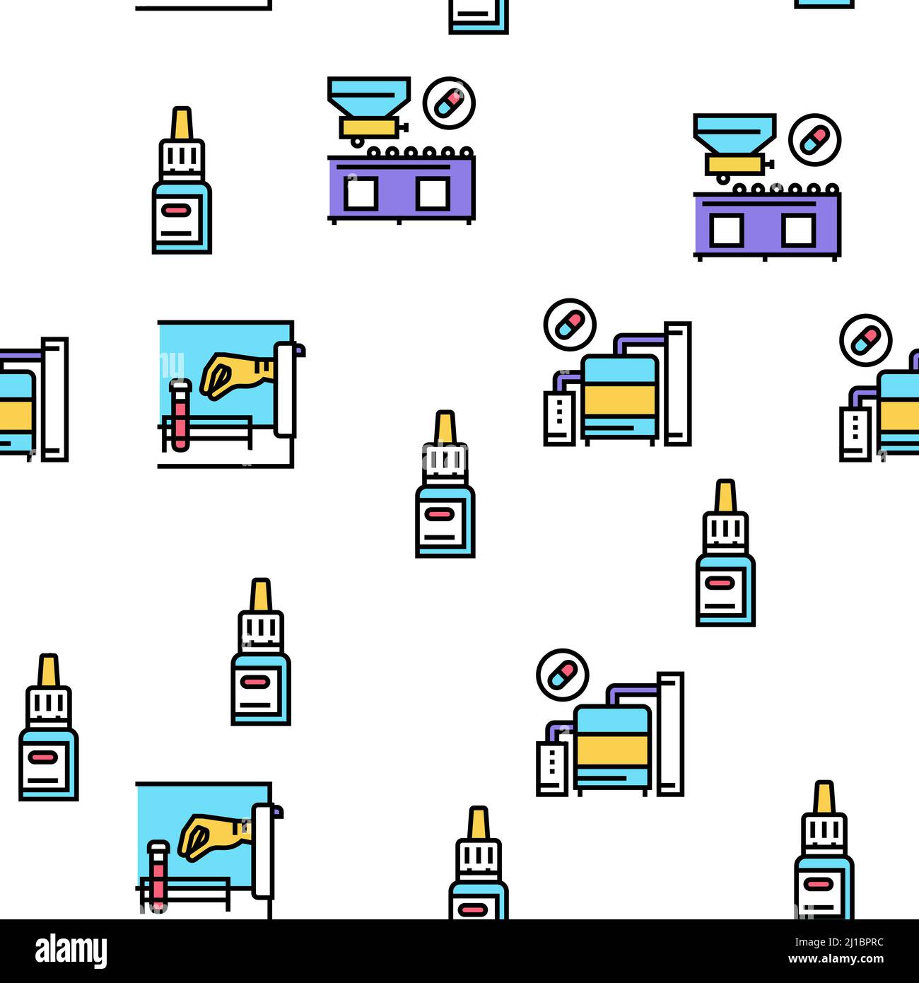Medical Drugs Production Factory Icons Set Vector Stock Vector Image ...