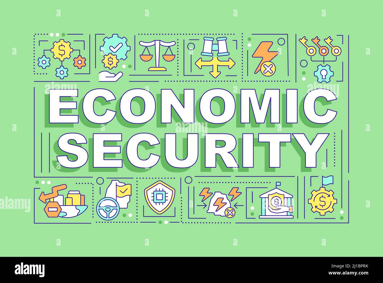 Economic security word concepts green banner Stock Vector