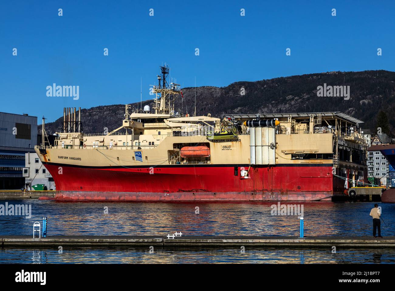 Seismic, research, survey vessel Ramform Vanguard at Frieleneskaien ...