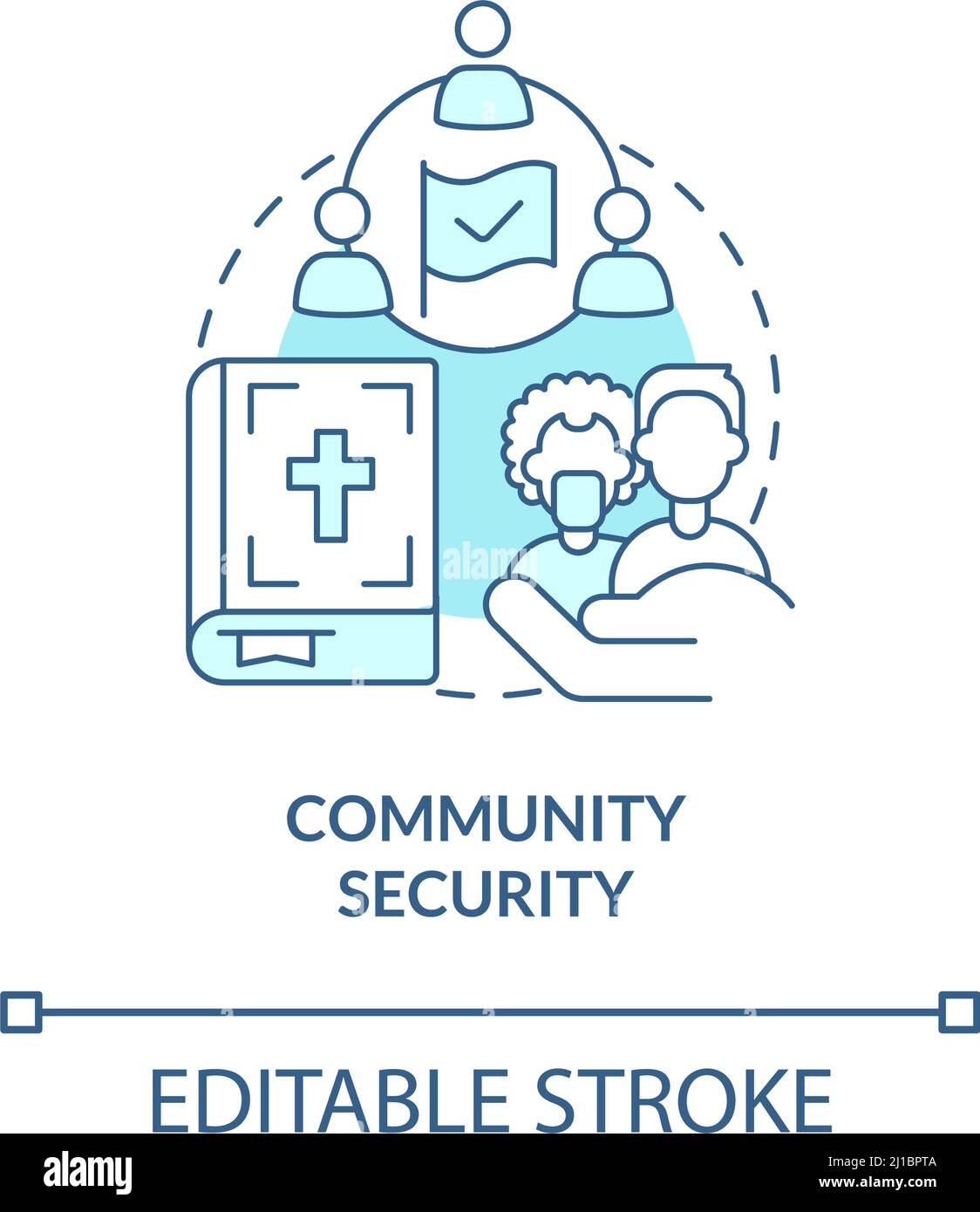 Community security turquoise concept icon Stock Vector