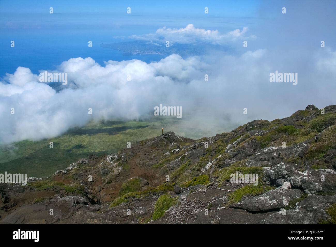 Panorama landscape from the top of Pico volcano at hiking at azores