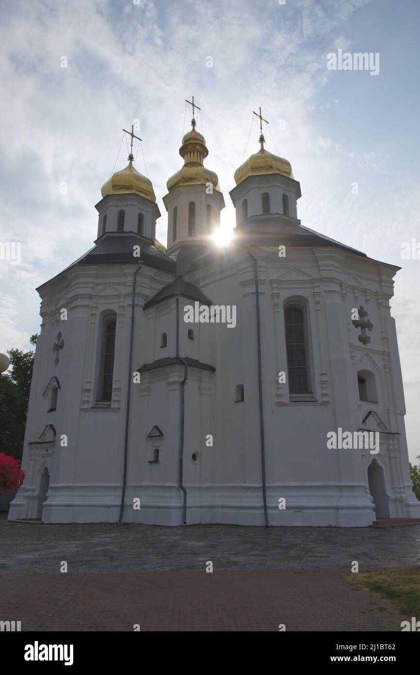 Ancient Ukrainian Orthodox Church. Ukrainian baroque architecture. Stock Photo
