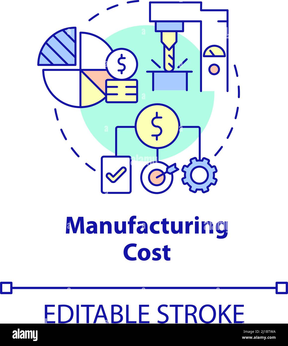 Manufacturing cost concept icon Stock Vector