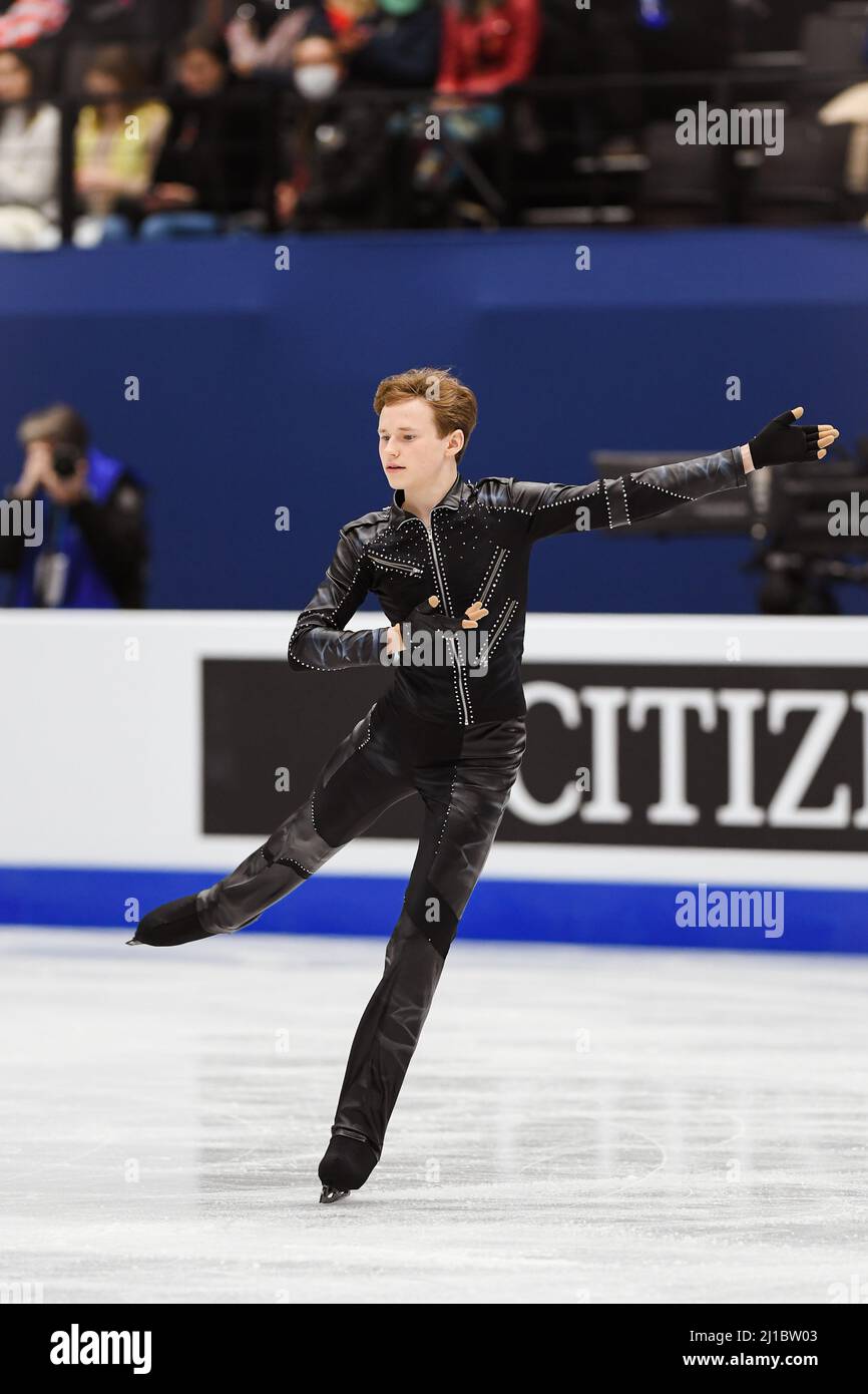 Ilia MALININ (USA), during Men Short Program at the ISU World Figure Skating Championships 2022 at Sud de France Arena, on March 24, 2022 in Montpellier Occitanie, France