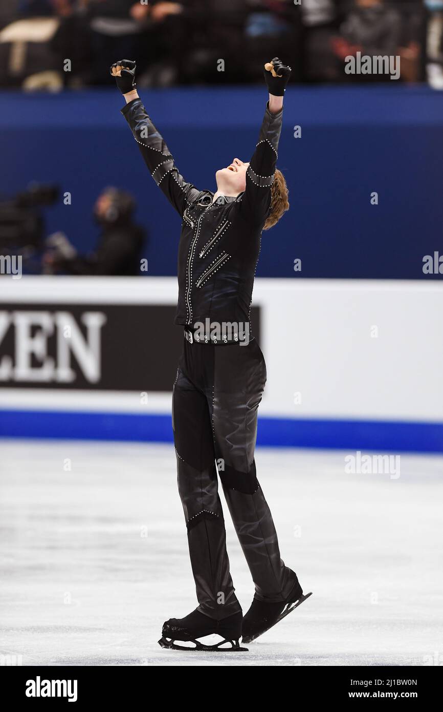 Ilia MALININ (USA), during Men Short Program at the ISU World Figure Skating Championships 2022 at Sud de France Arena, on March 24, 2022 in Montpellier Occitanie, France