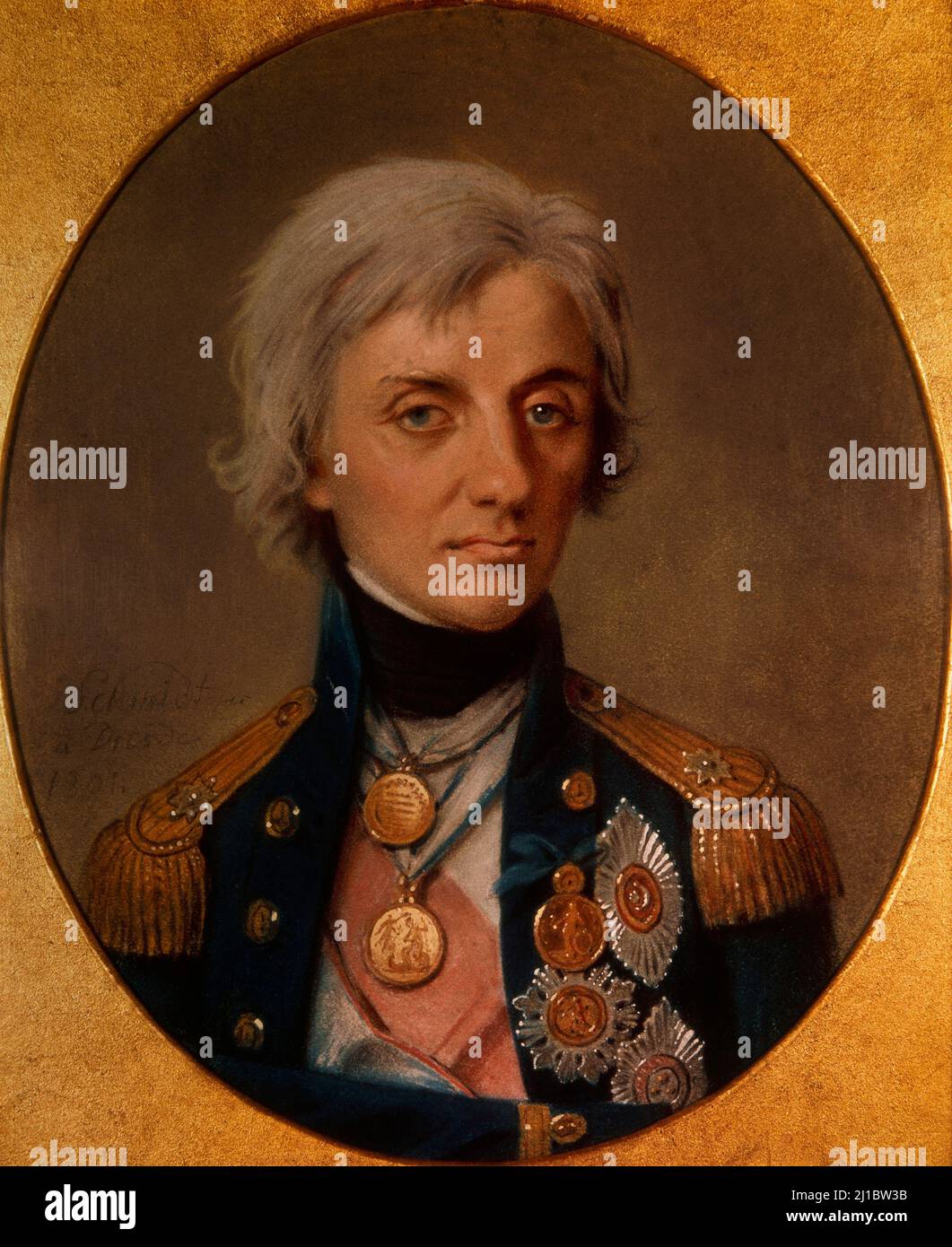 Portrait of Vice-Admiral Horatio Nelson (1758-1805) by Johann Heinrich Schmidt Stock Photo