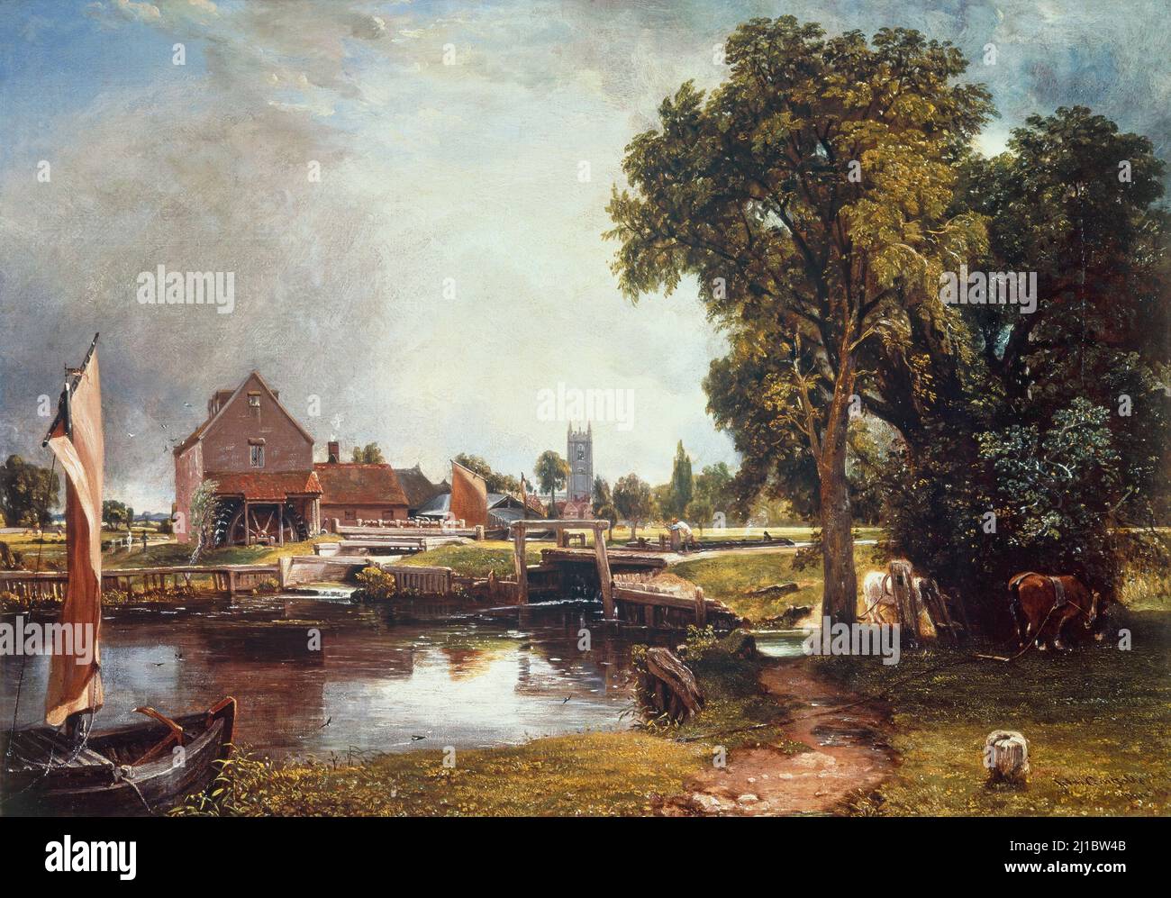 Dedham Lock and Mill by John Constable in 1817 (1776 - 1837) Stock Photo