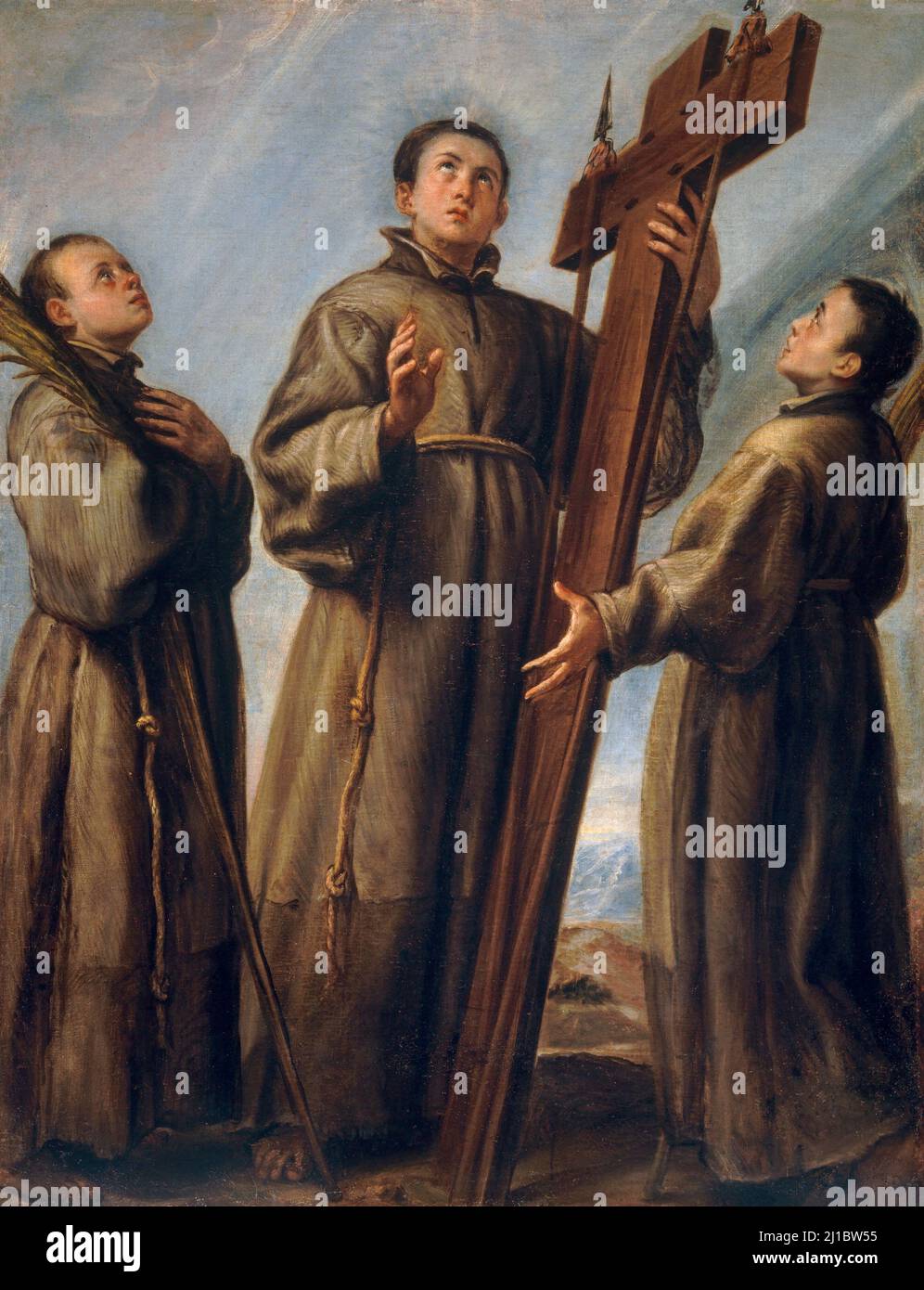 3 Franciscan monks martyred in Japan by Juan Carreño de Miranda (1614-1685) Stock Photo