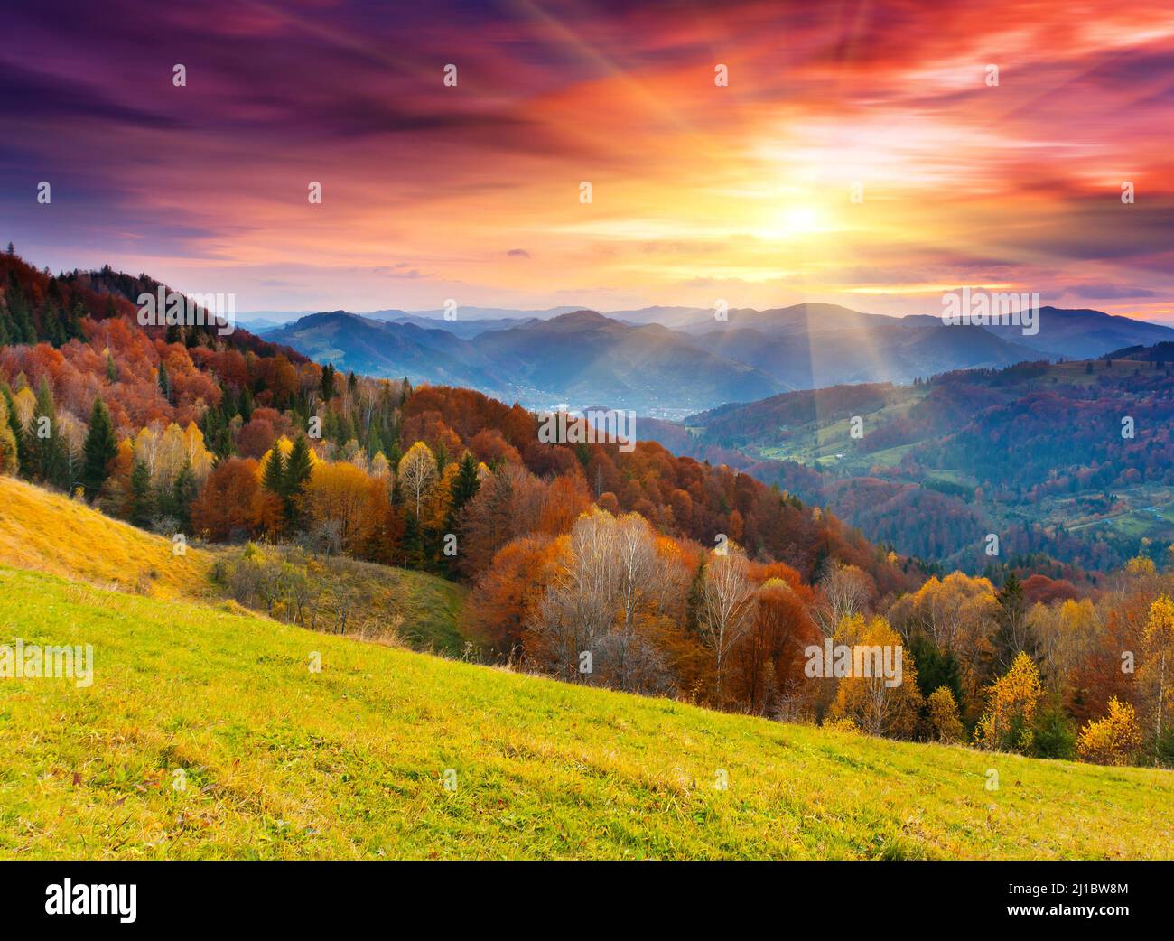 the mountain autumn landscape with colorful forest Stock Photo - Alamy