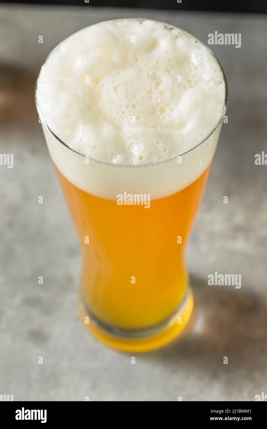 Cold Refreshing Craft Beer IPA in a Tall Pint Glass Stock Photo