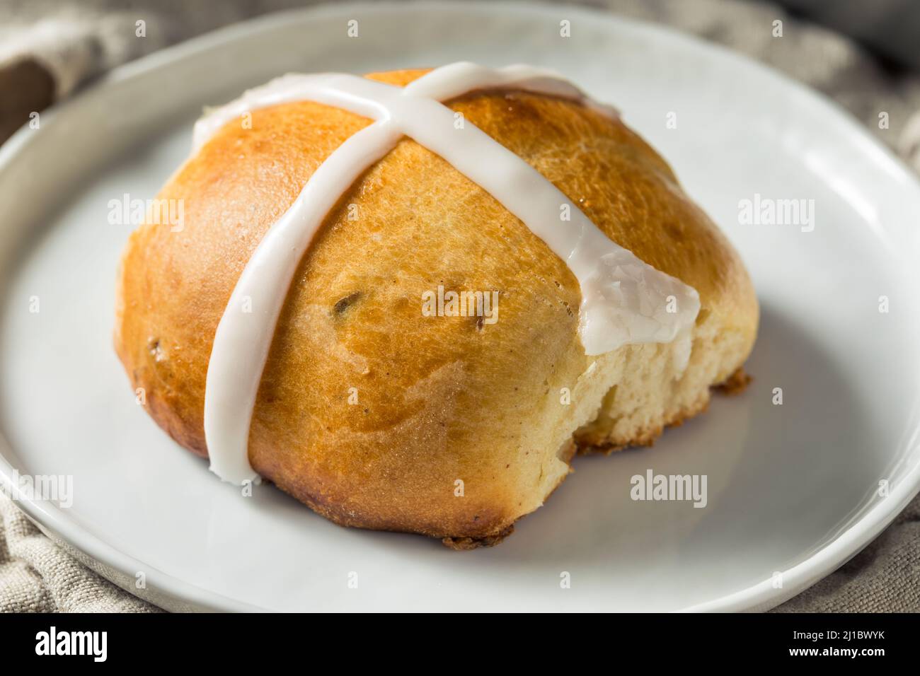Homemade Easter Hot Cross Buns for Easter Stock Photo