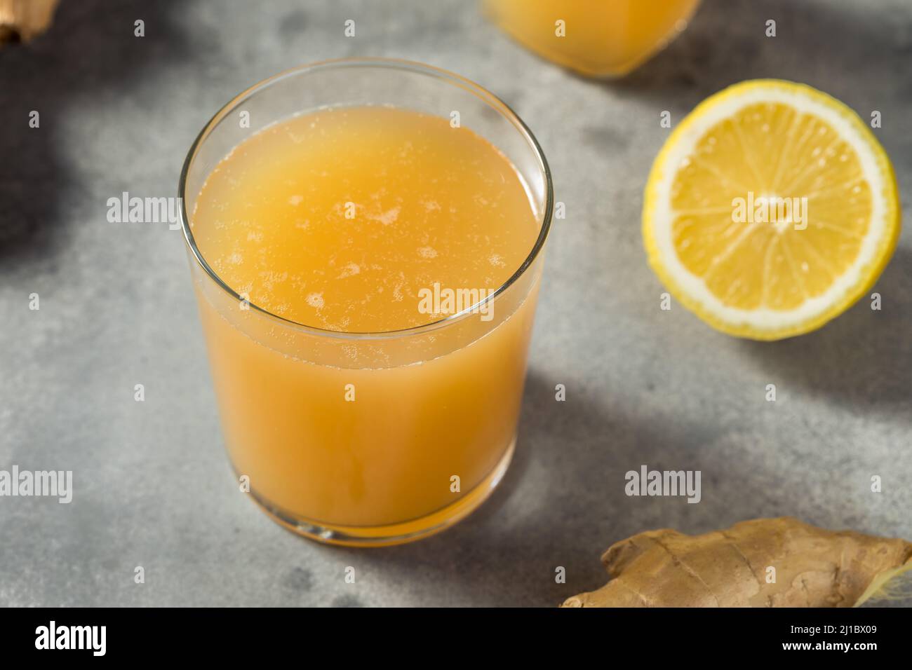 Cold Refreshing Probiotic Ginger Kombucha with Lemon Stock Photo Alamy