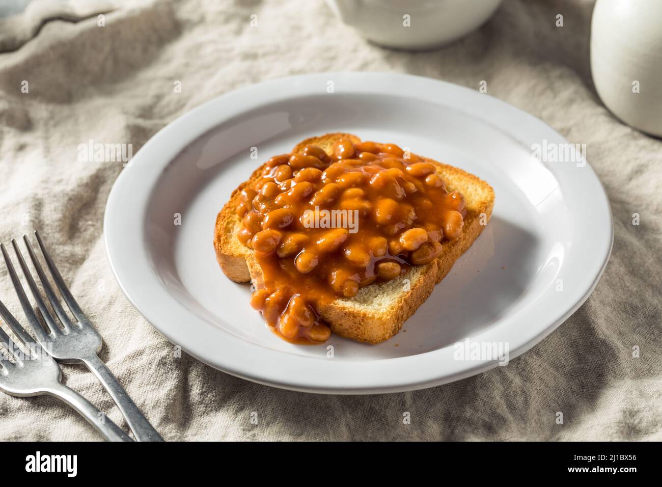 Homemade English Beans on Toast for Breakfast Stock Photo Alamy