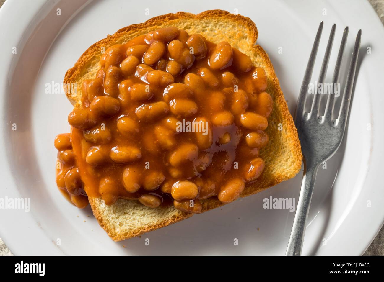Homemade English Beans on Toast for Breakfast Stock Photo Alamy