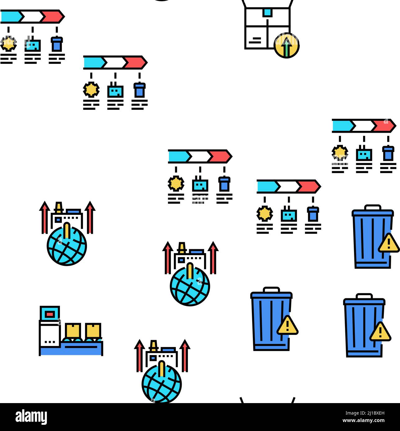 Circular And Linear Economy Model Icons Set Vector Stock Vector Image ...