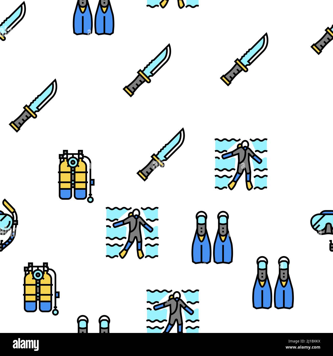 Diving Scuba Equipment Vector Seamless Pattern Stock Vector Image & Art ...