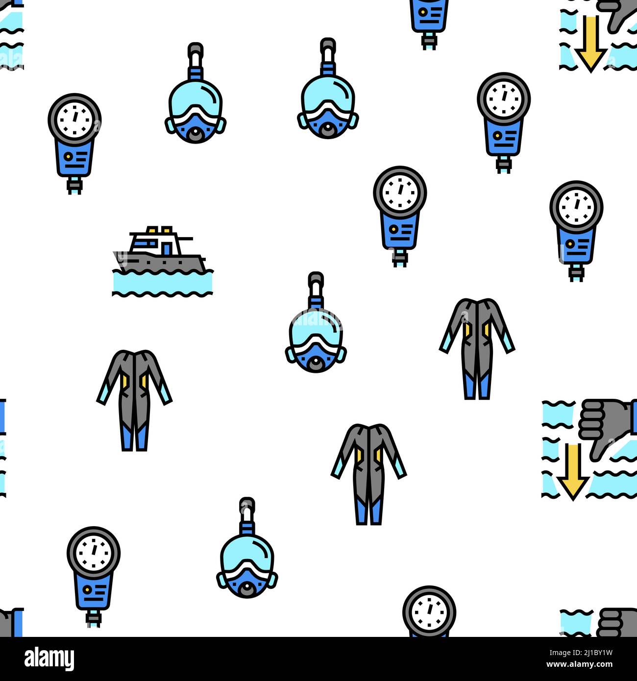 Diving Scuba Equipment Vector Seamless Pattern Stock Vector Image & Art