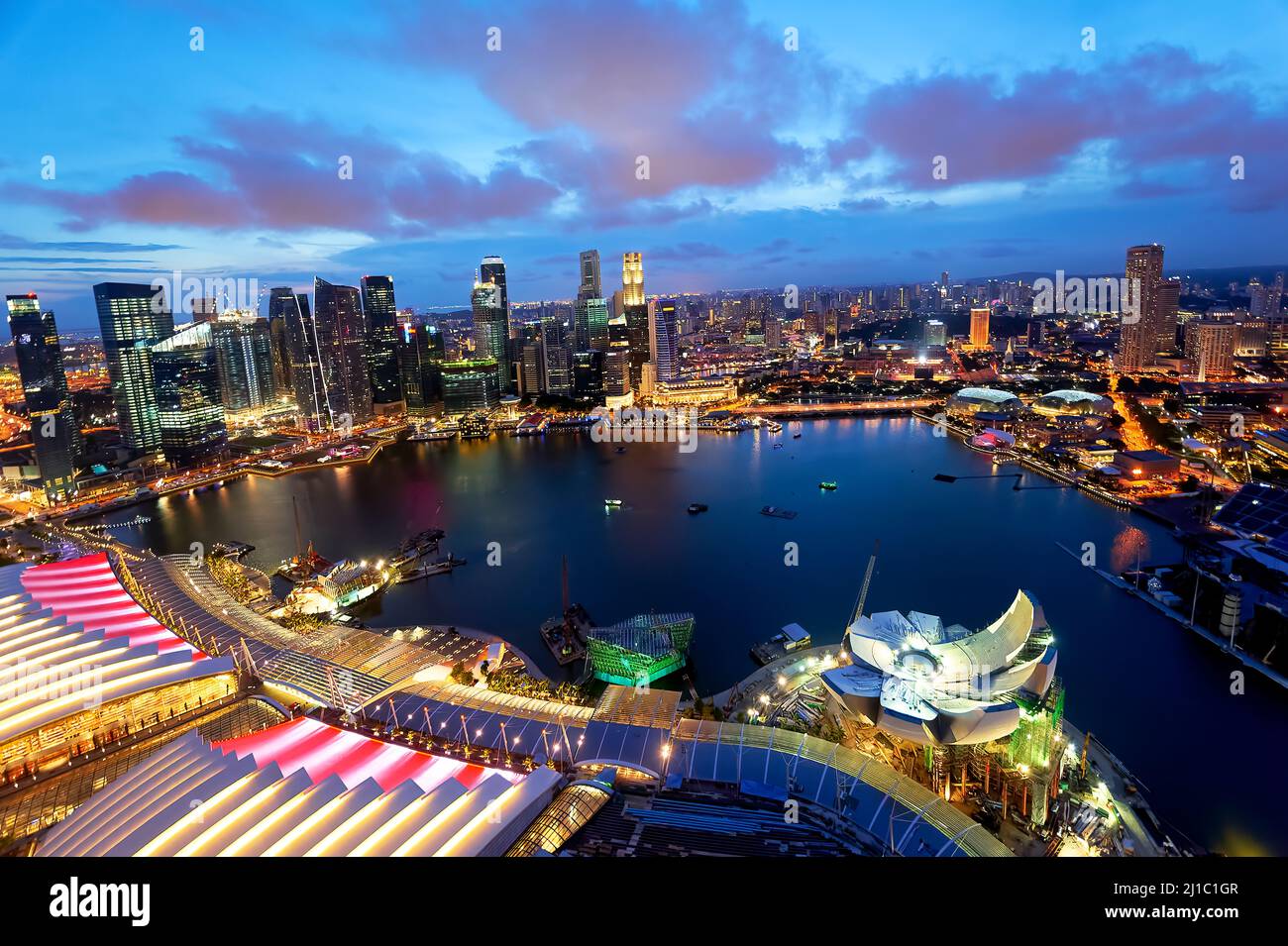 Singapore. Marina Bay at sunset Stock Photo