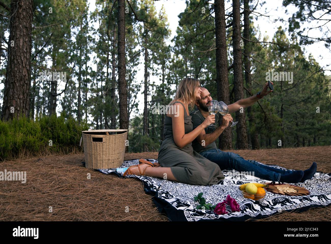 Couple taking selfie in cozy hi-res stock photography and images - Alamy