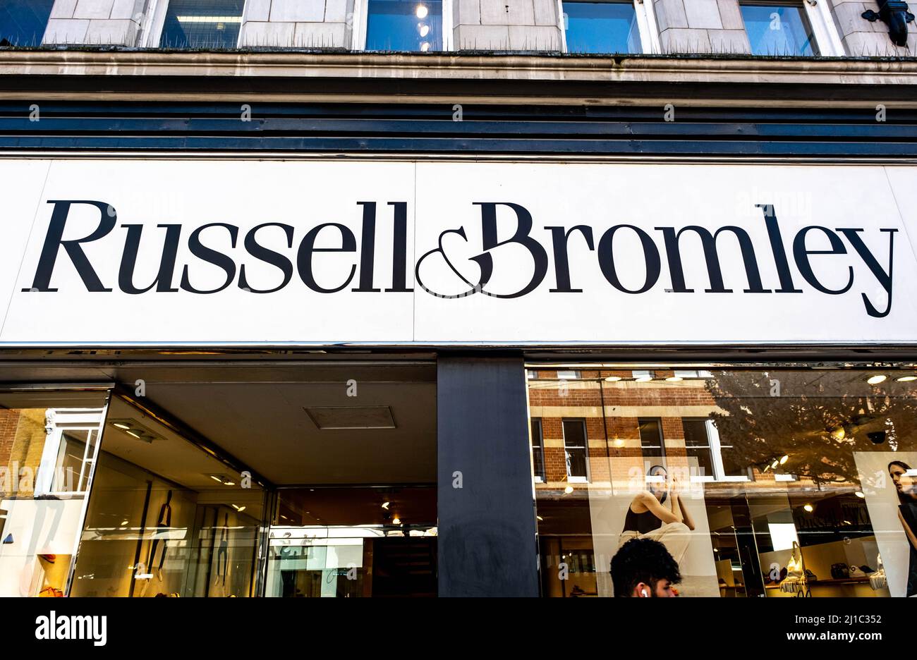 KingstonUponThames, Kingston London UK, March 23 2022, Russel and Bromley High End Retail Shoe