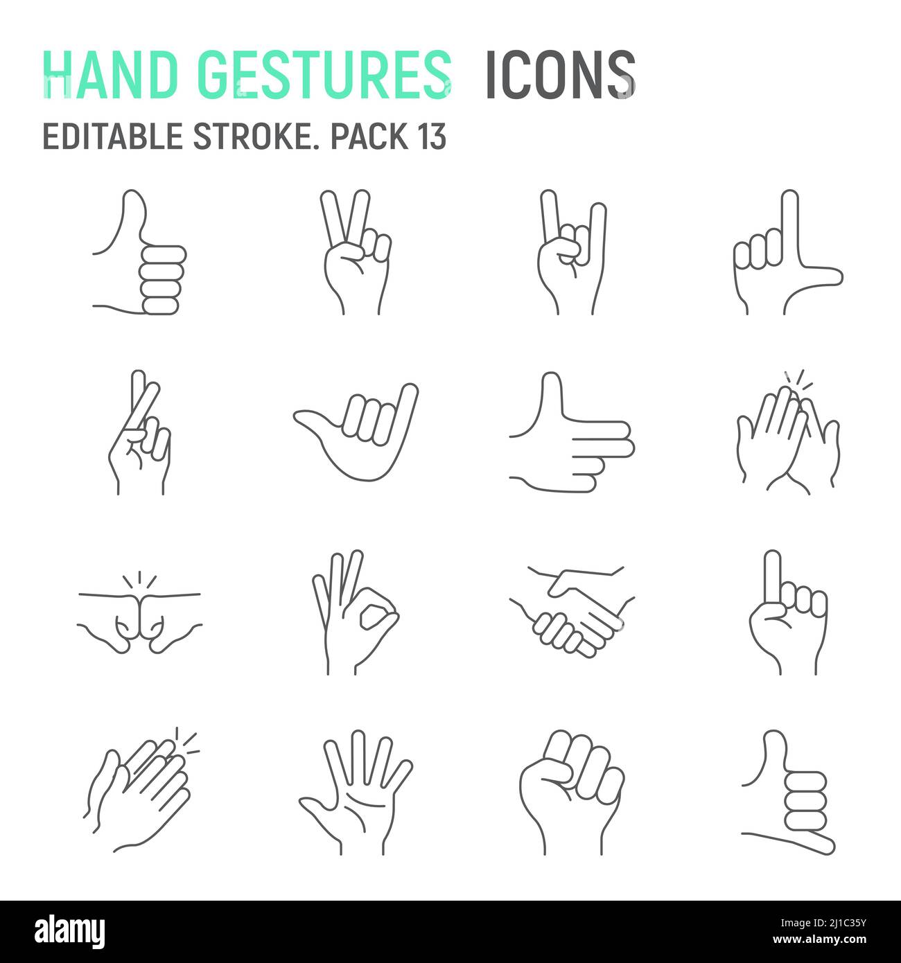 Hand Gestures Line Icon Set Stock Vector Image & Art   Alamy