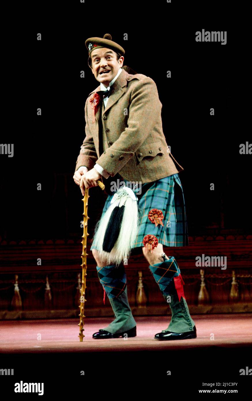 Jimmy Logan (Harry Lauder) in LAUDER! at the MacRobert Arts Centre, Stirling, Scotland  06/09/1976  devised & created by Jimmy Logan  set design: Martin Johns  costumes: Priscilla Truett  lighting: Andrew Bridge  musical staging: Irving Davies  director: Clive Perry Stock Photo