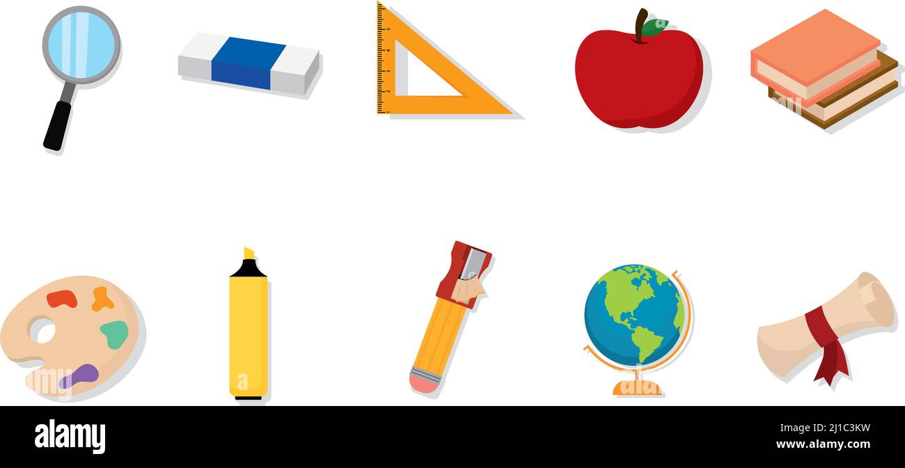 Set supplies school vector illustration Stock Vector Image & Art - Alamy