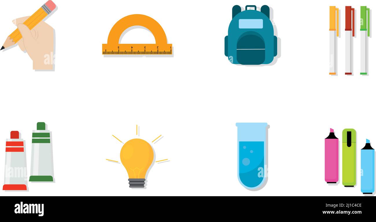 Set supplies school vector illustration Stock Vector Image & Art - Alamy