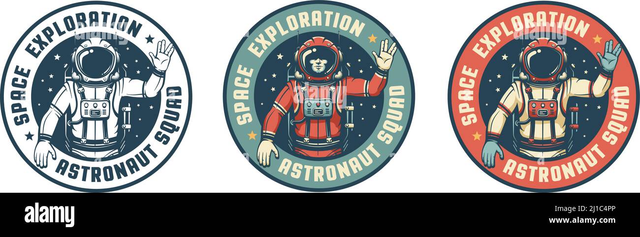 Astronaut in spacesuit - space retro badge Stock Vector Image & Art - Alamy
