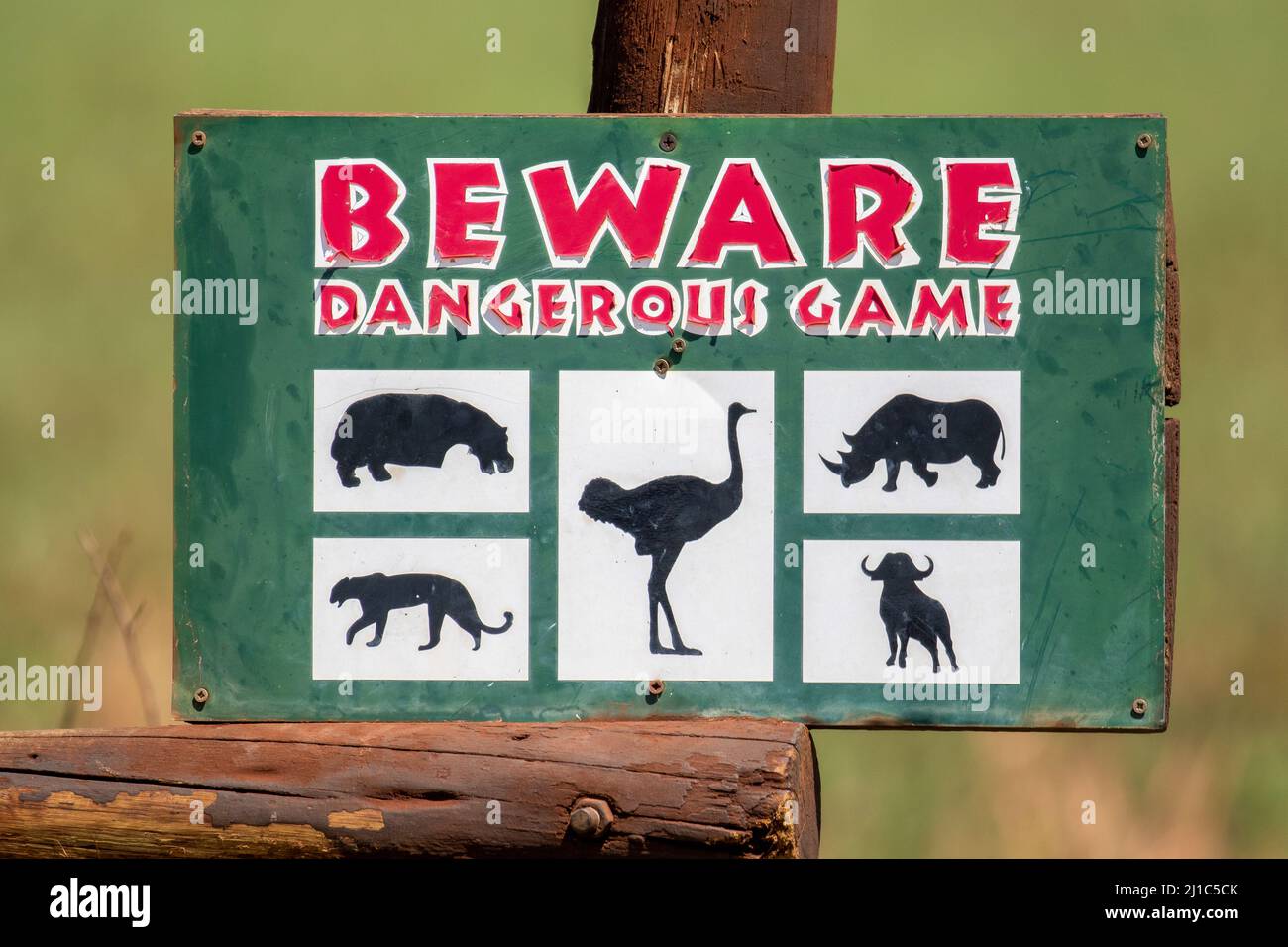 Warning sign, South African National Park Stock Photo