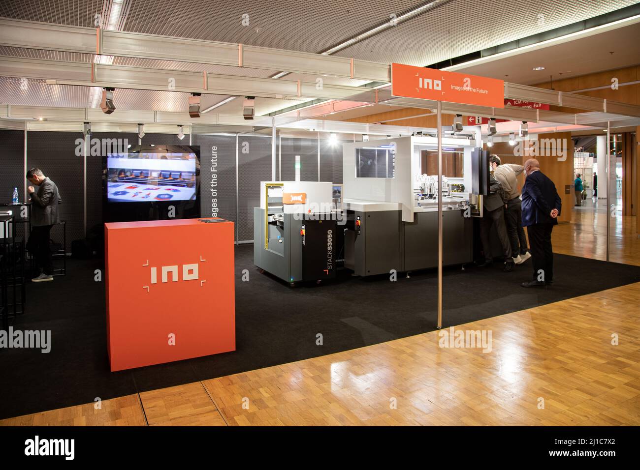 Munich, Germany. 24th Mar, 2022. INO, d.o.o. iri 3D printer at the Lopec trade fair on March 24, 2022 in Munich, Germany. The LOPEC is a yearly hold trade fair for organic and printed electrinics. (Photo by Alexander Pohl/Sipa USA) Credit: Sipa USA/Alamy Live News Stock Photo