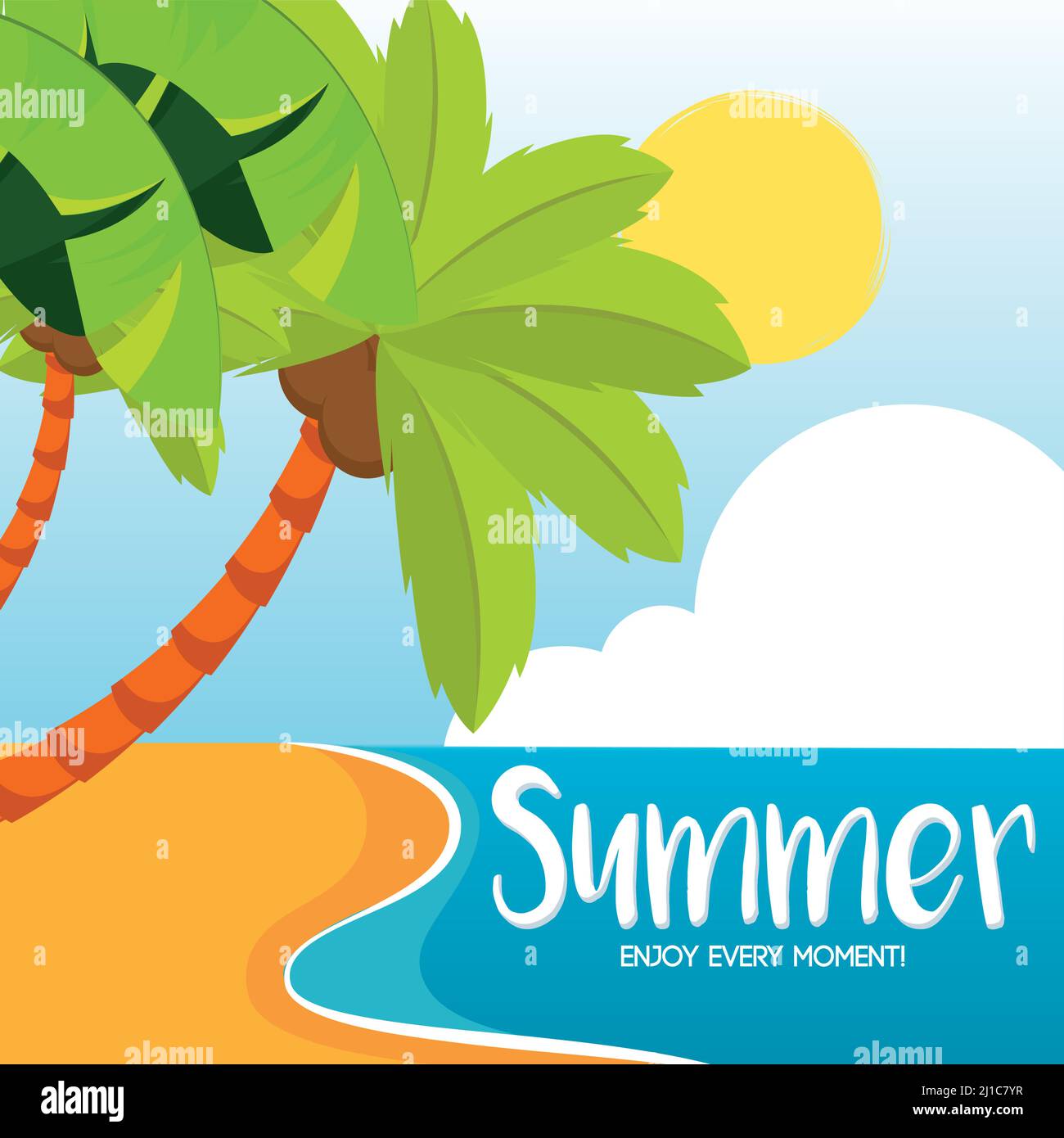 Poster Summer palms sun vector illustration Stock Vector Image & Art ...