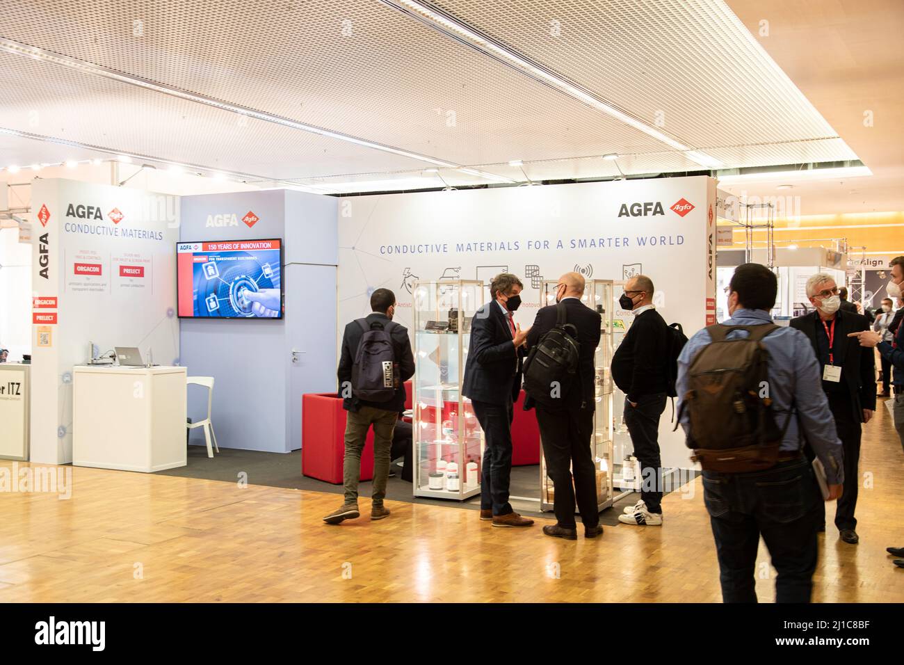 Munich, Germany. 24th Mar, 2022. Agfa at the Lopec trade fair on March 24, 2022 in Munich, Germany. The LOPEC is a yearly hold trade fair for organic and printed electrinics. (Photo by Alexander Pohl/Sipa USA) Credit: Sipa USA/Alamy Live News Stock Photo